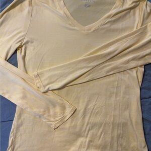 Danskin Pale Yellow Long Sleeve V-Neck Top